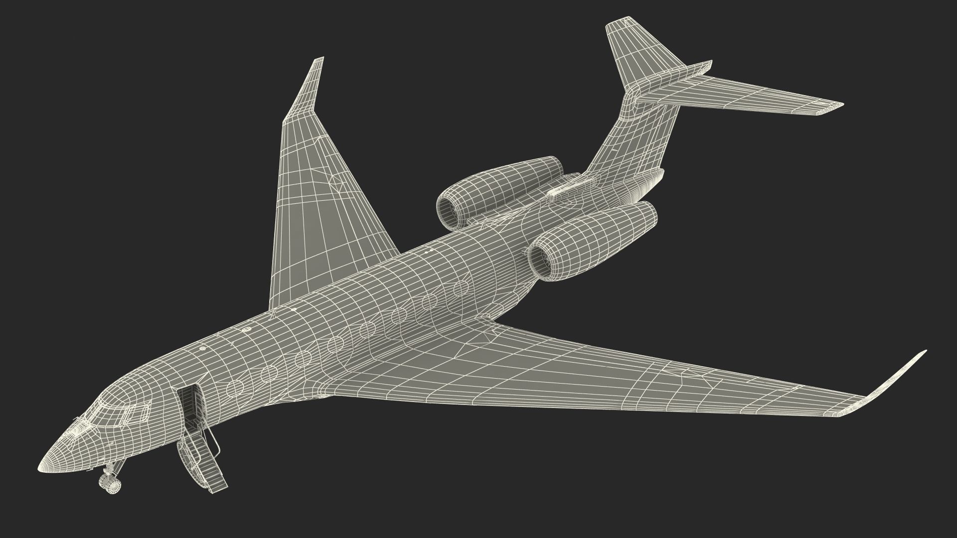 Large Private Jet Rigged for Maya 3D model_30