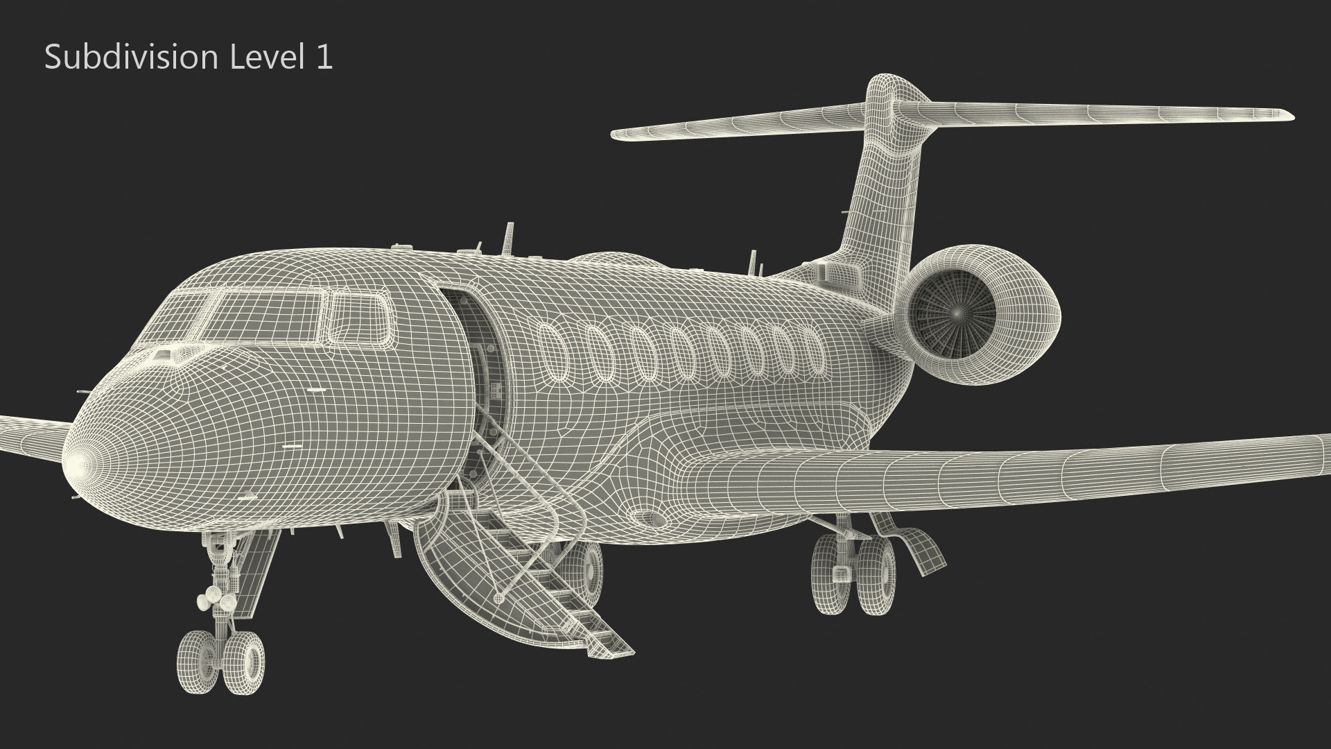 Large Private Jet Rigged for Maya 3D model_23