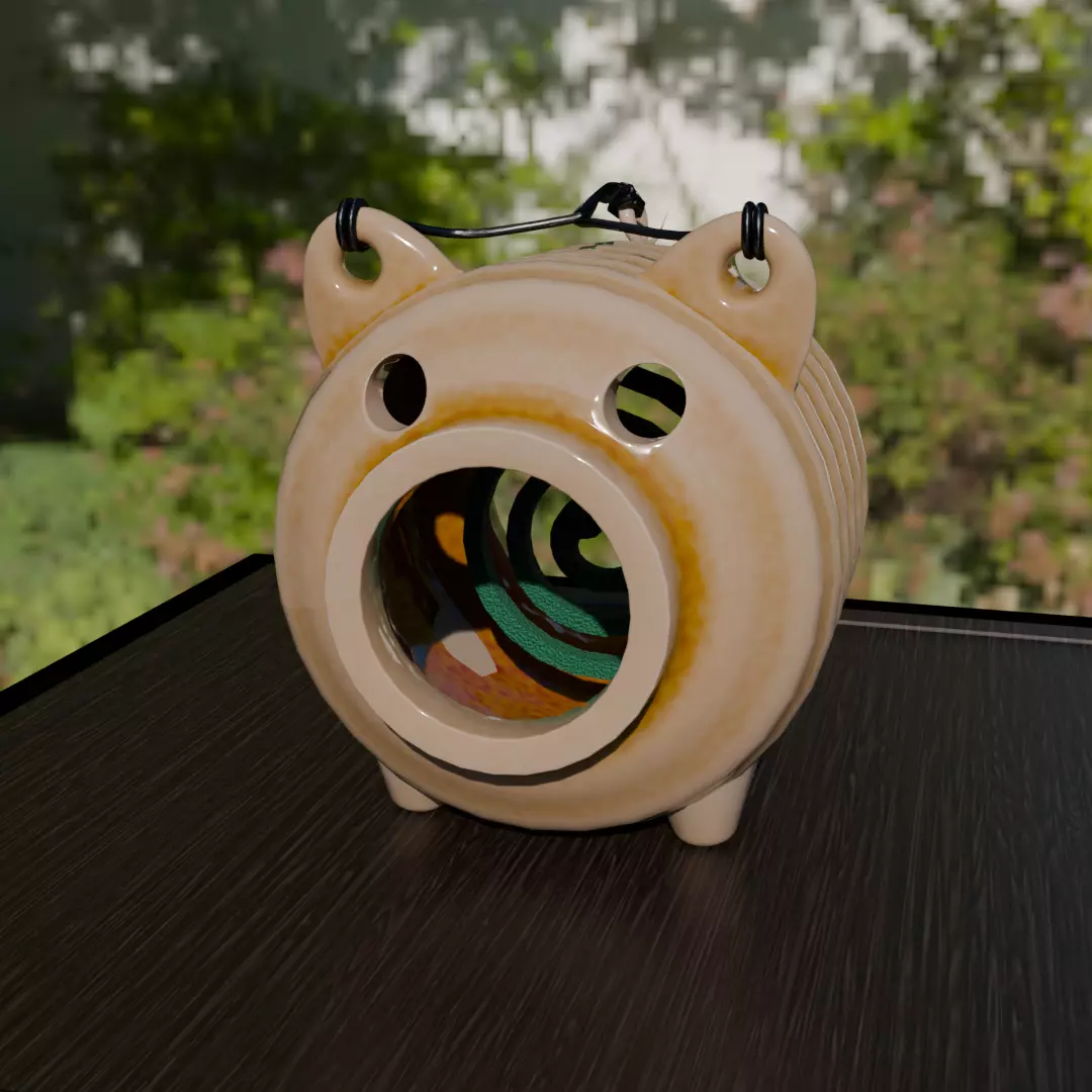 Pig Mosquito Coil Holder 3D model