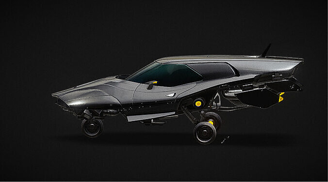  Futuristic Hover Car Sleek Sci-Fi Concept Vehicle Low-poly 3D model