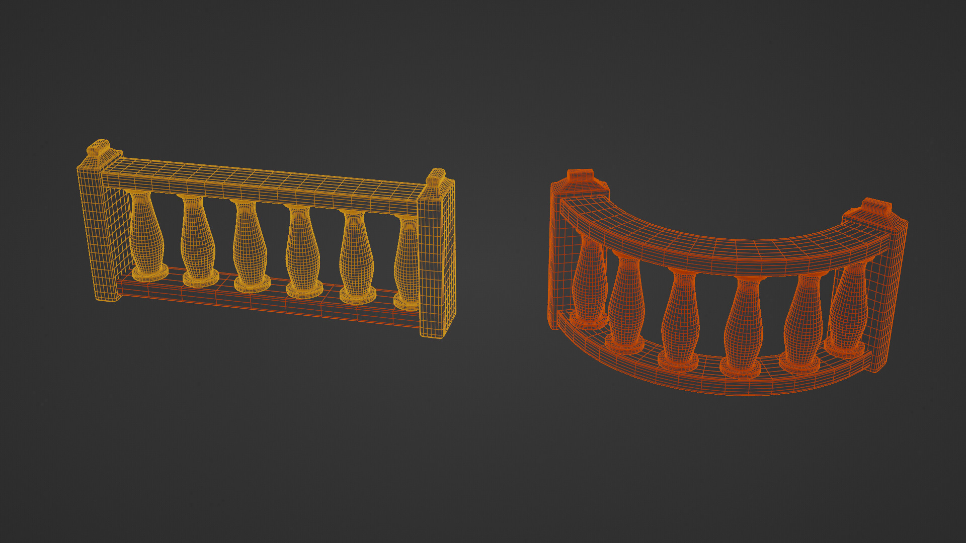 Balustrade Railings 3D model_6