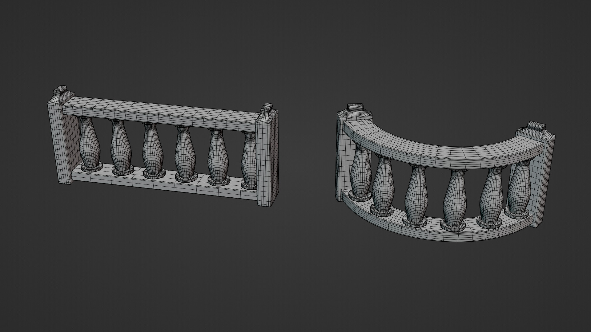 Balustrade Railings 3D model_3
