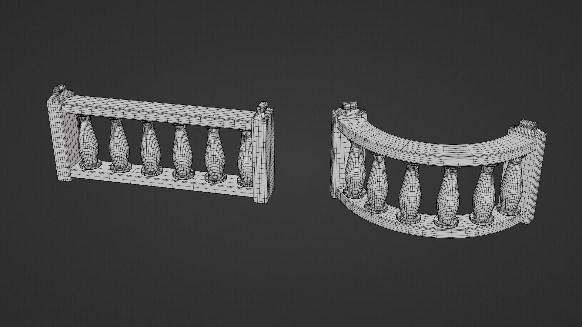 Balustrade Railings 3D model_4