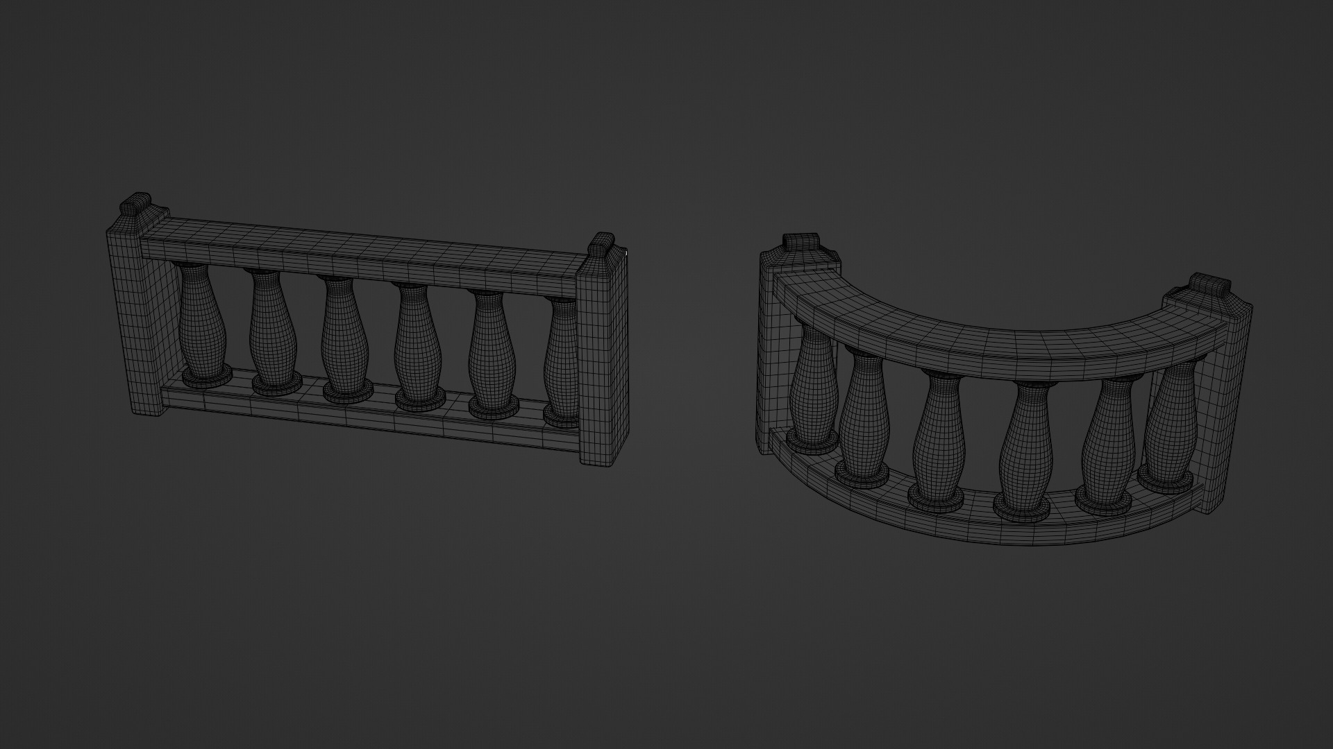 Balustrade Railings 3D model_5