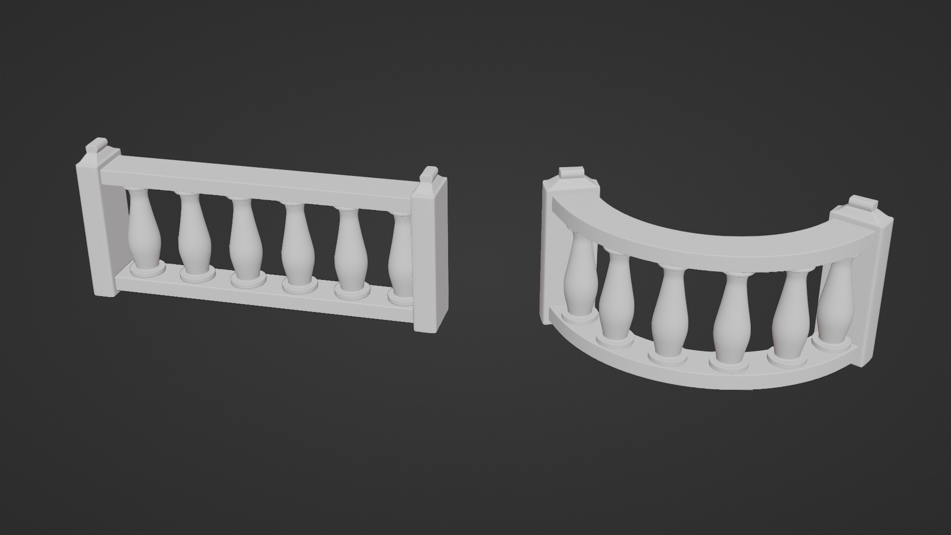 Balustrade Railings 3D model_2
