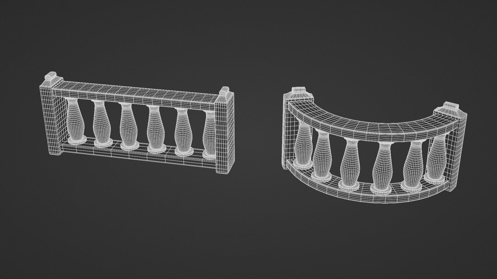 Balustrade Railings 3D model_7