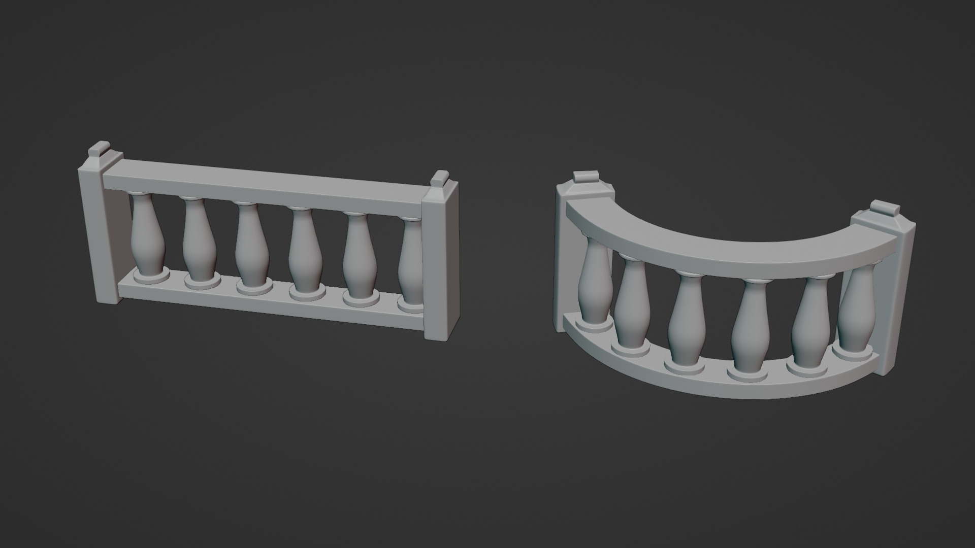 Balustrade Railings 3D model_1