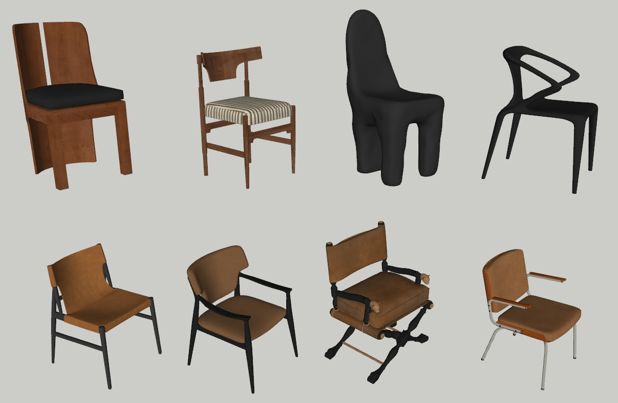 Material Fusion Chair Collection 3D model_1