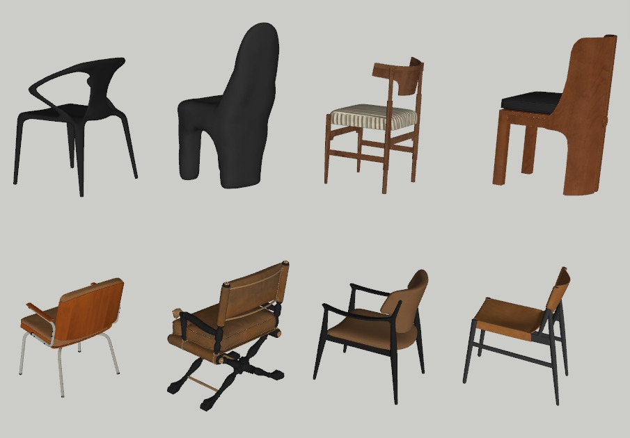 Material Fusion Chair Collection 3D model_2