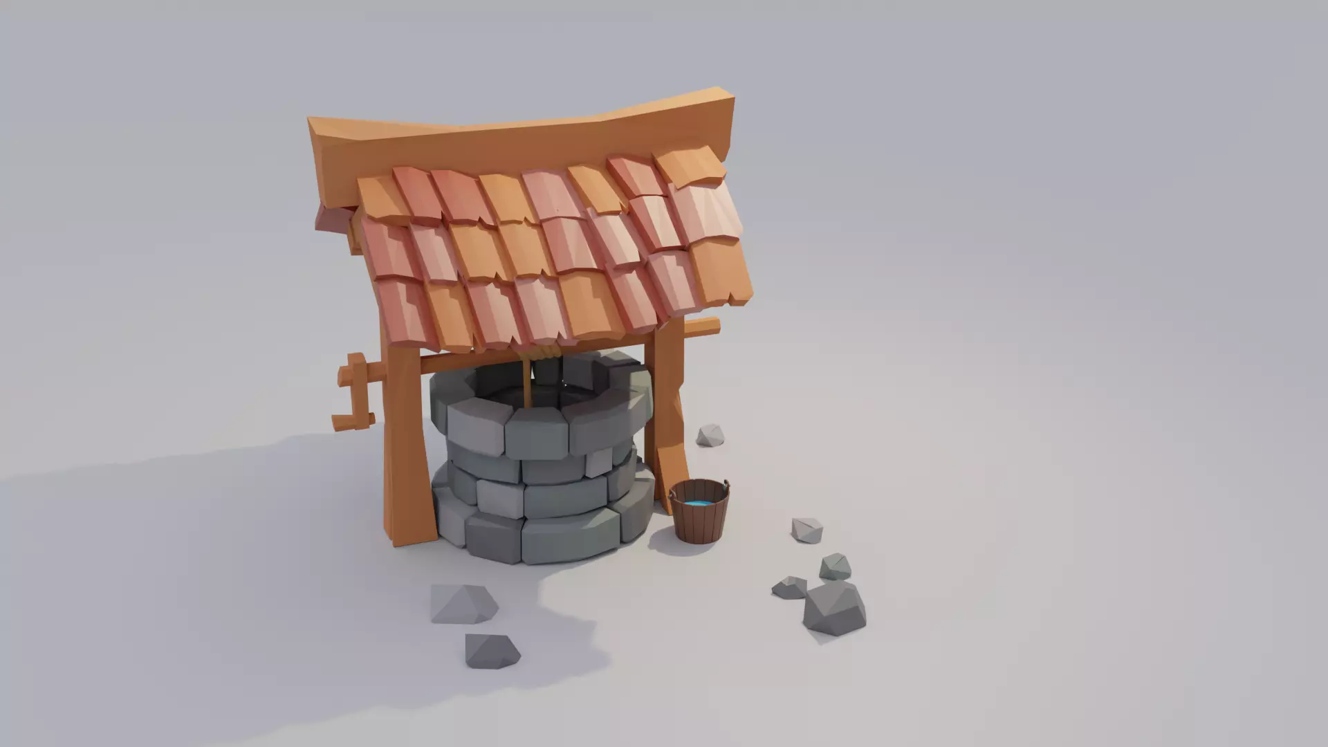 Low Poly Well  Low-poly 3D model_0