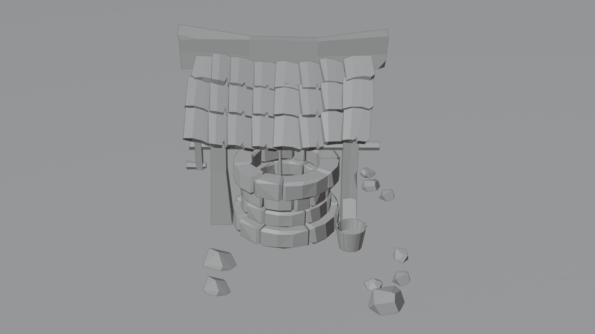 Low Poly Well  Low-poly 3D model_2