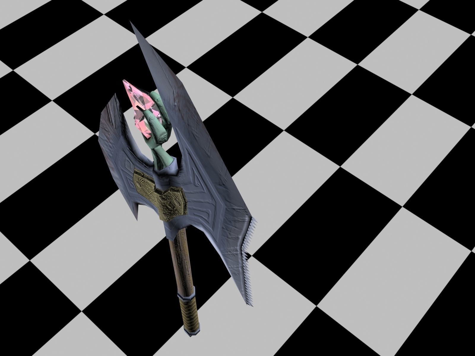 Fantasy Battle Axe Low-poly 3D model_6