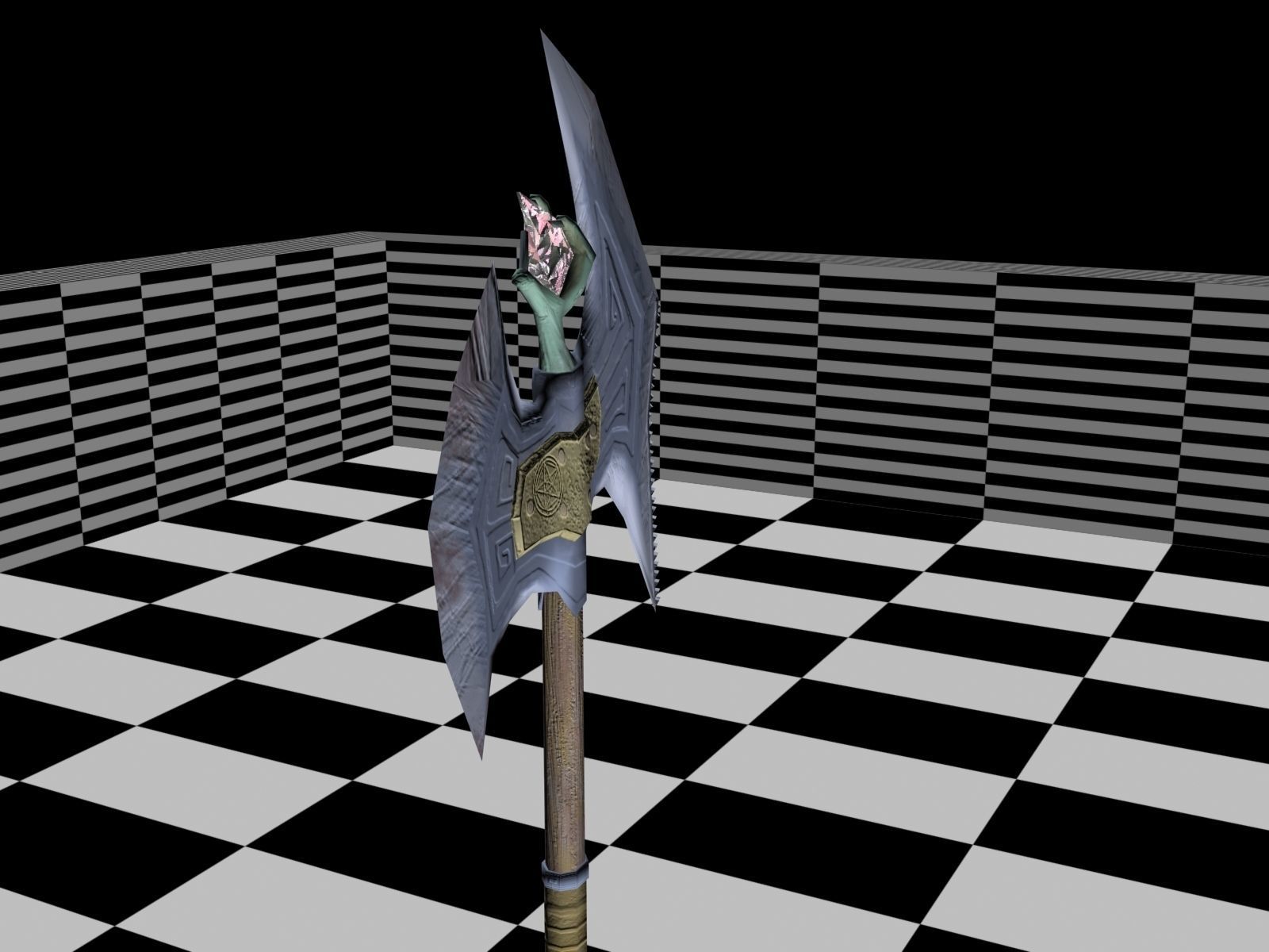 Fantasy Battle Axe Low-poly 3D model_8