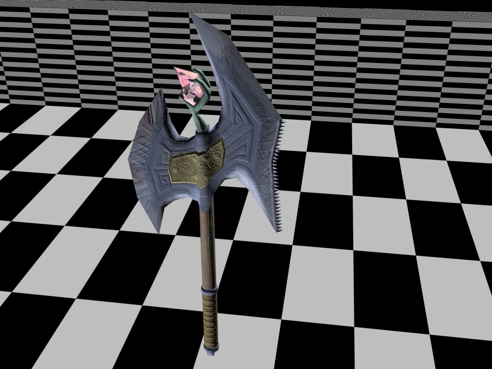 Fantasy Battle Axe Low-poly 3D model_2