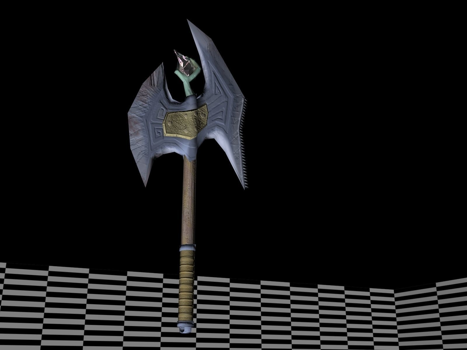 Fantasy Battle Axe Low-poly 3D model_1