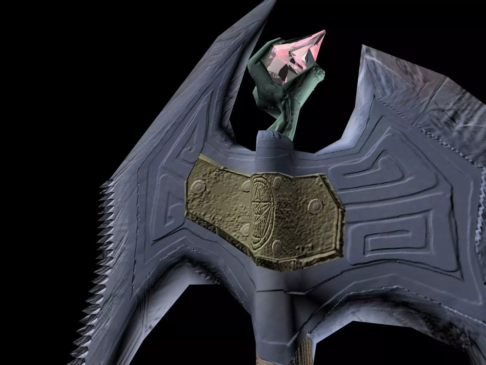 Fantasy Battle Axe Low-poly 3D model_0