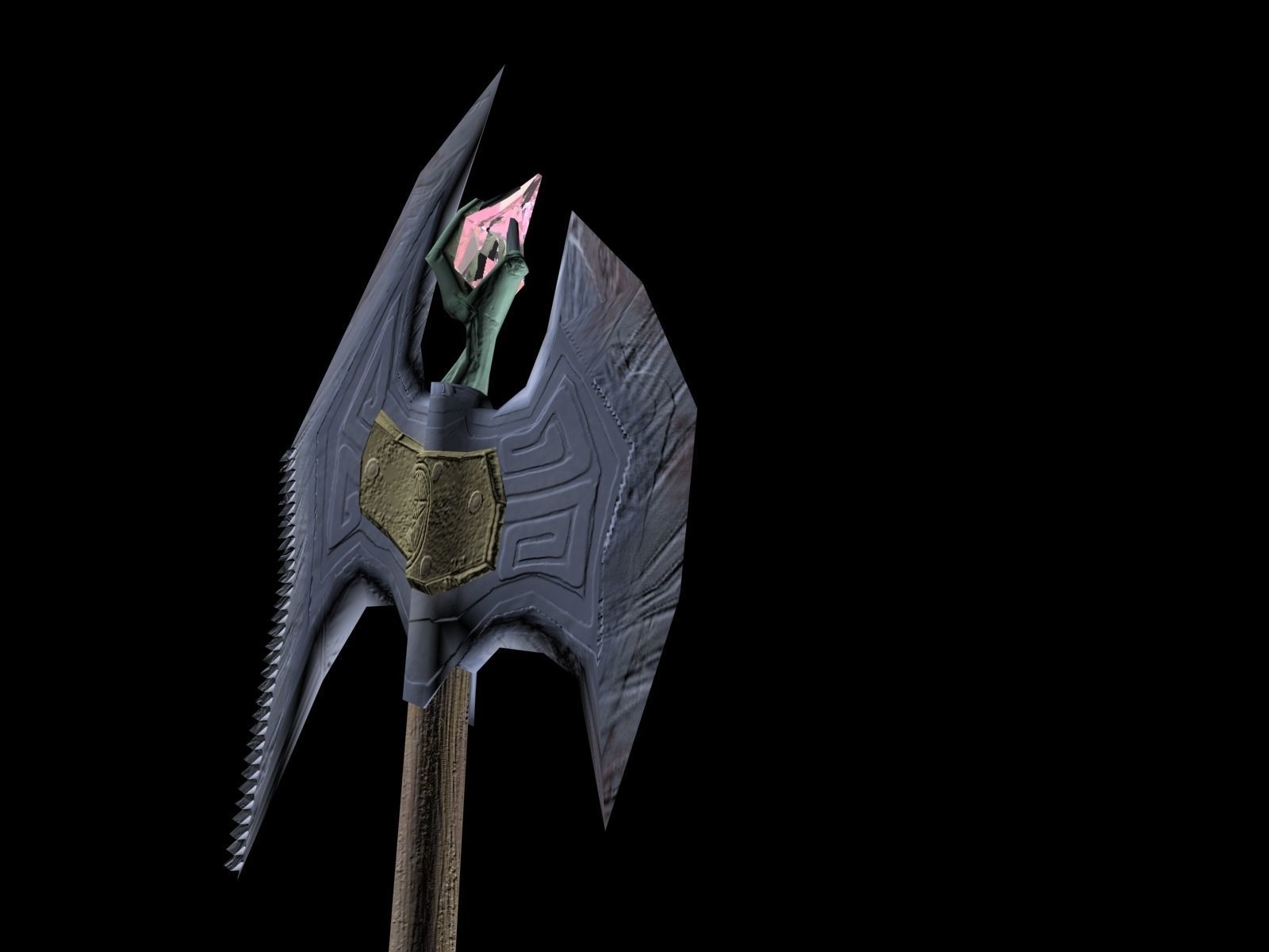 Fantasy Battle Axe Low-poly 3D model_5