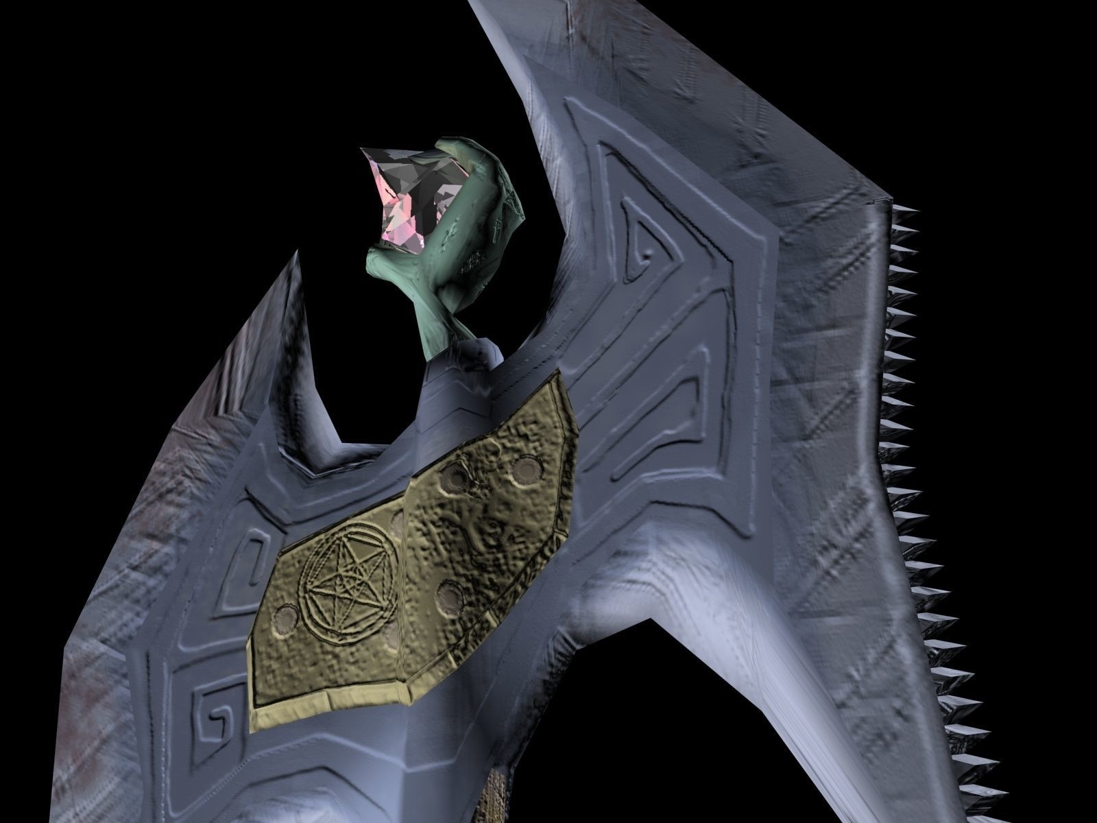 Fantasy Battle Axe Low-poly 3D model_4