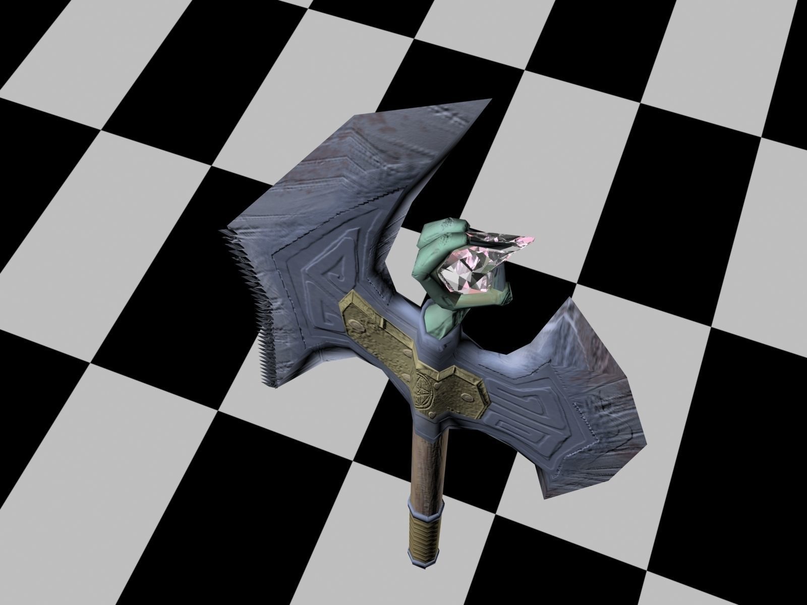 Fantasy Battle Axe Low-poly 3D model_3