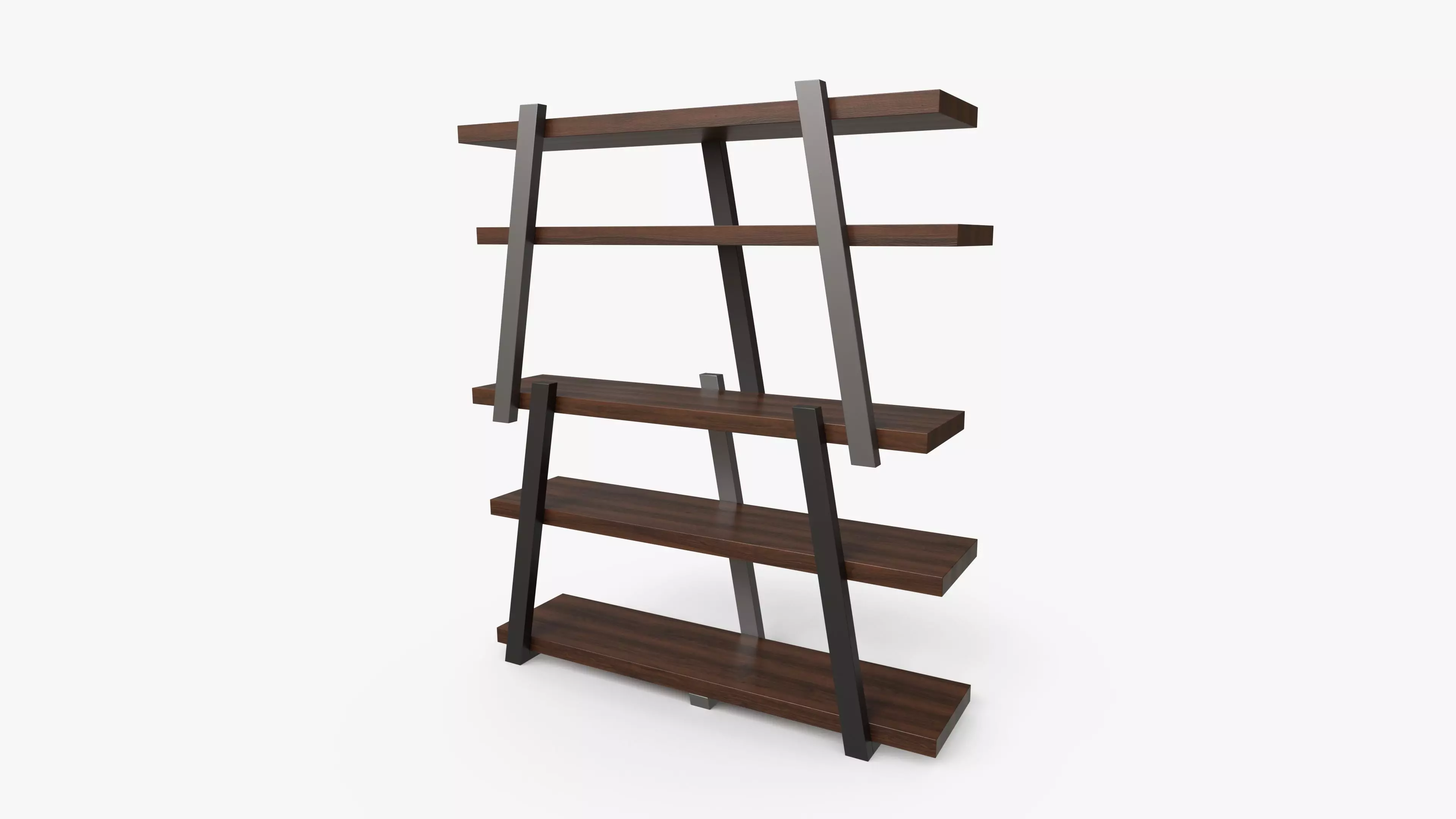 Stylish Wooden Shelves Low-poly 3D model_0