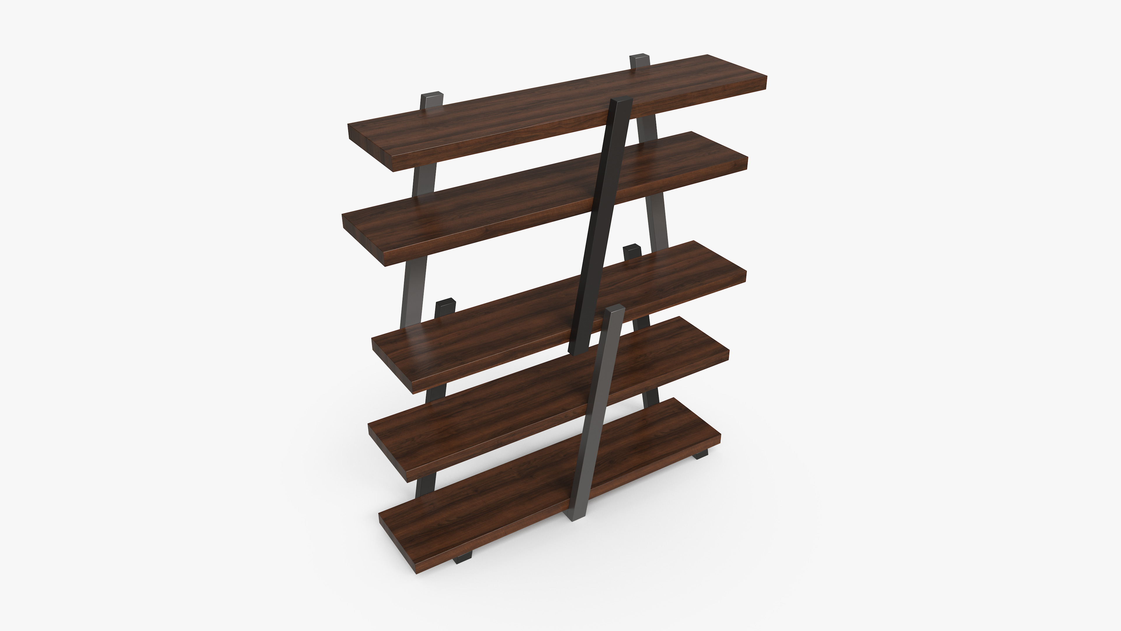 Stylish Wooden Shelves Low-poly 3D model_5