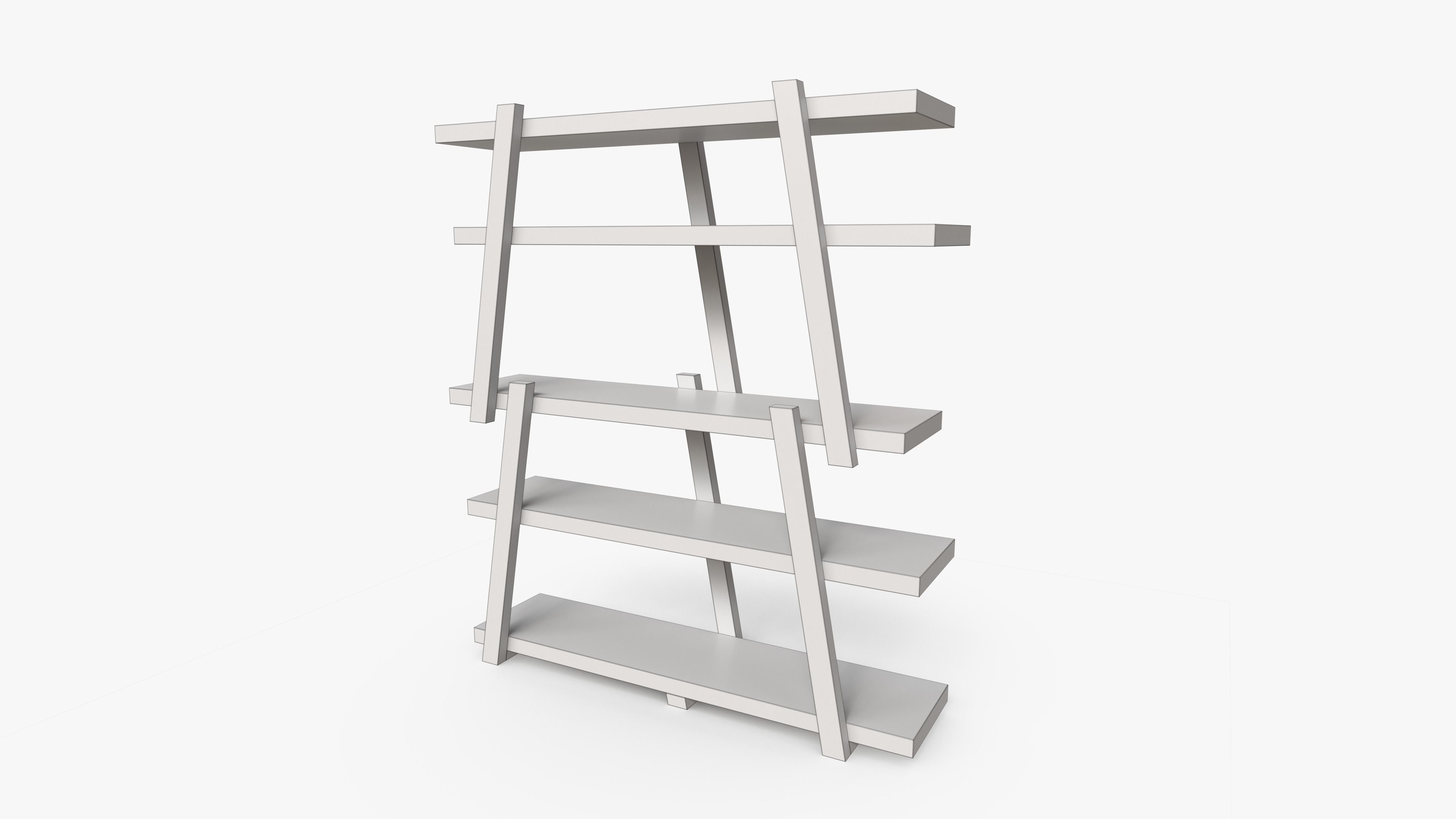 Stylish Wooden Shelves Low-poly 3D model_6