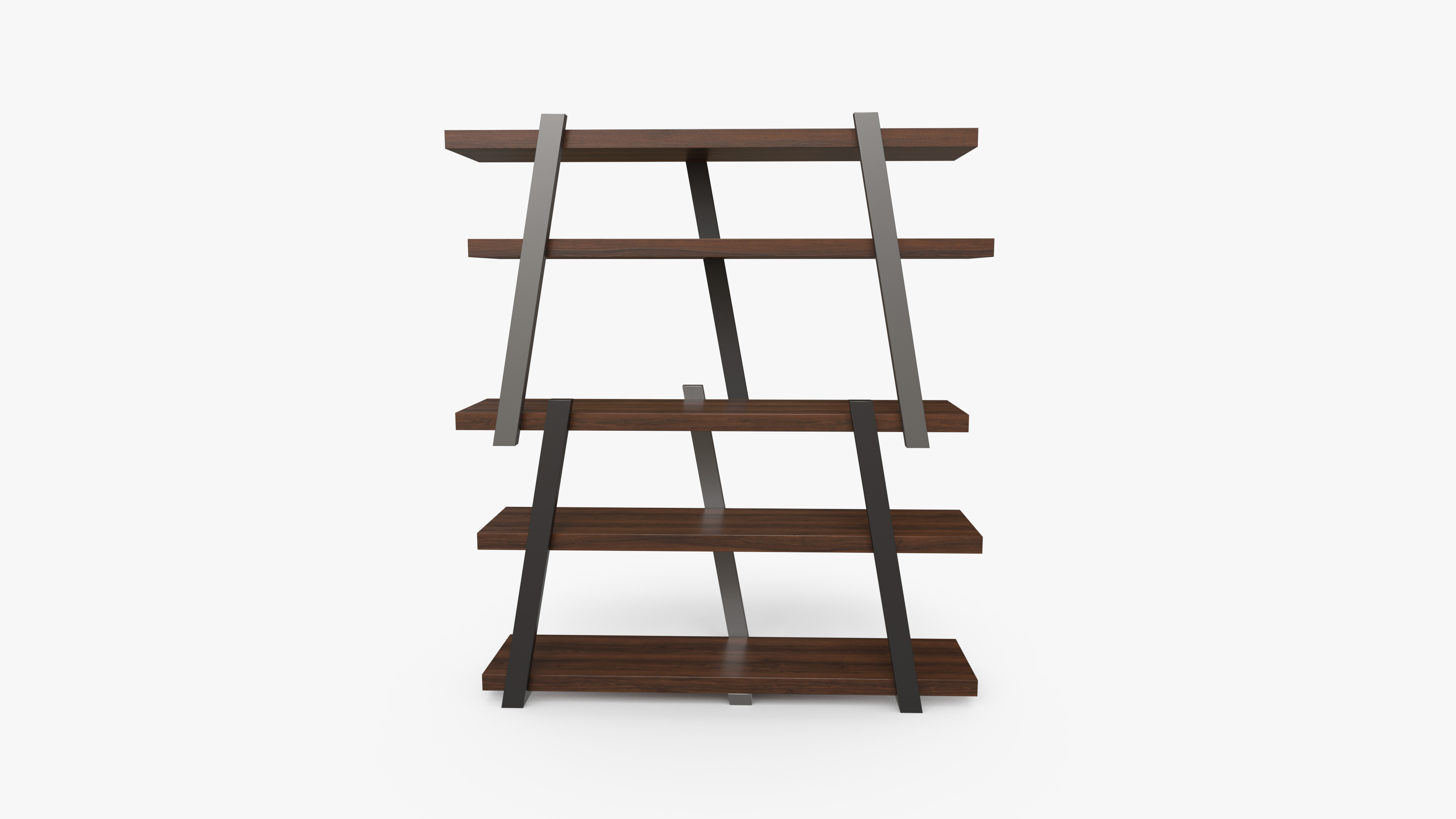 Stylish Wooden Shelves Low-poly 3D model_2