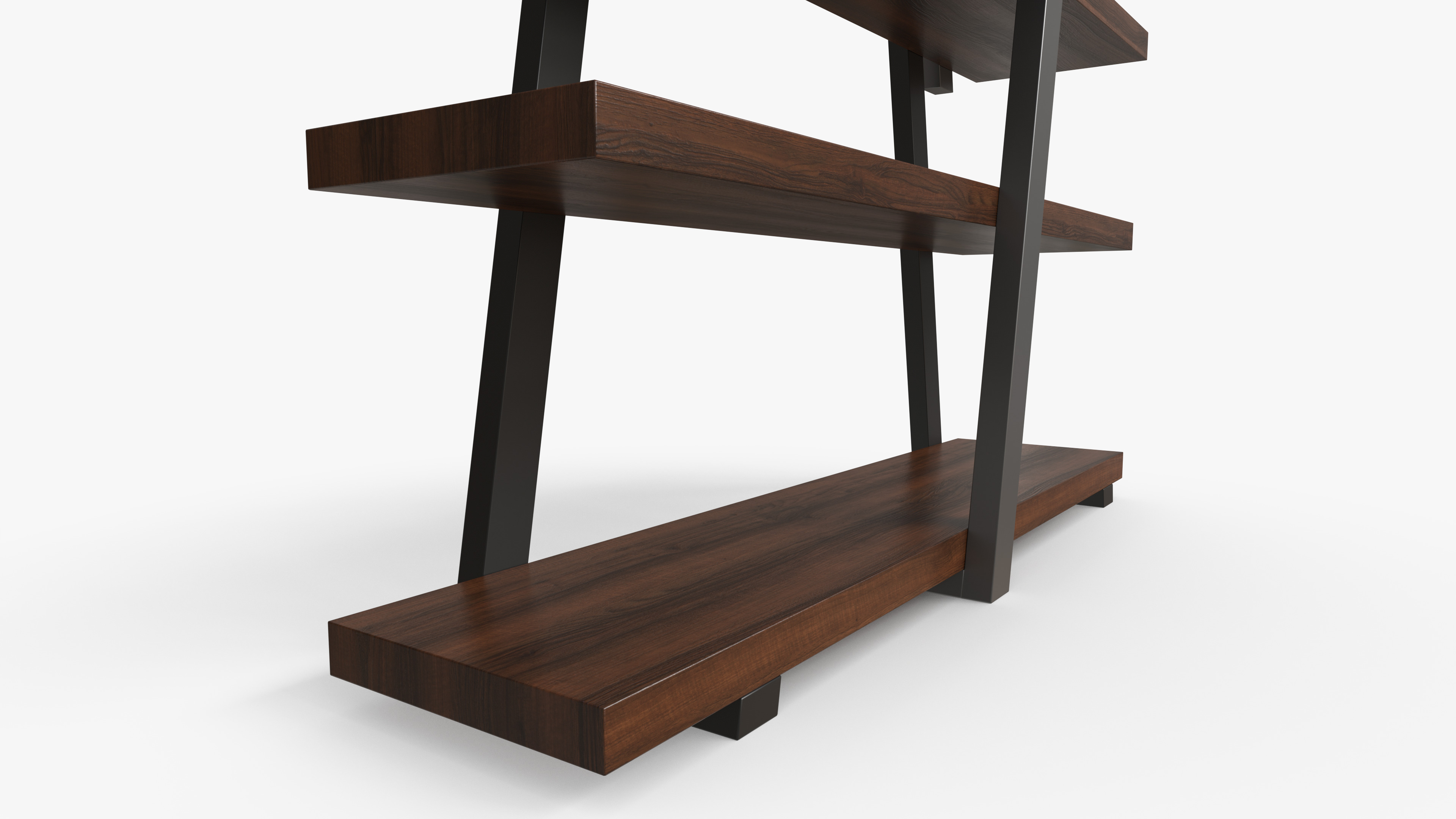 Stylish Wooden Shelves Low-poly 3D model_4
