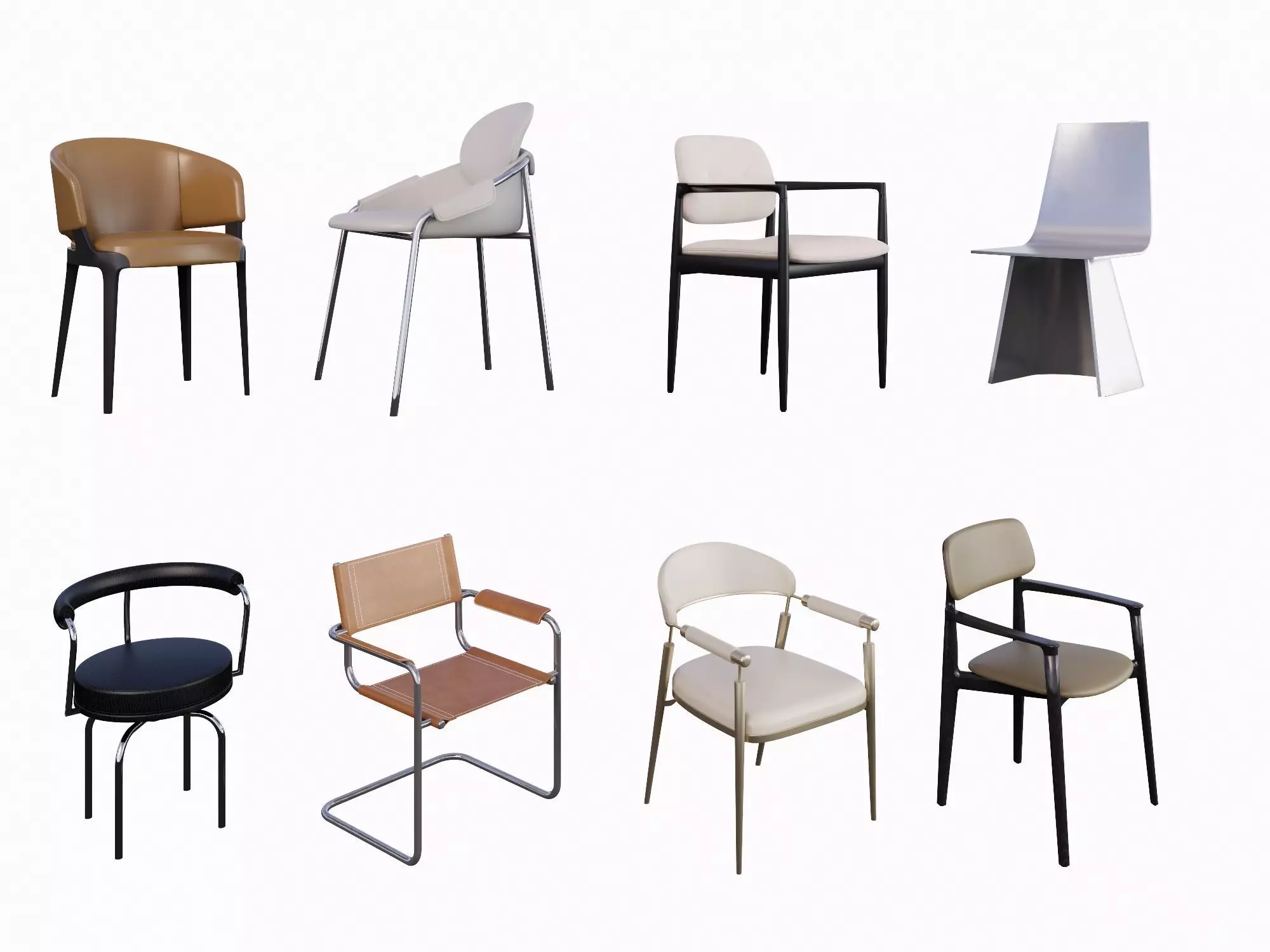 Contemporary Chair Collection 3D model_0