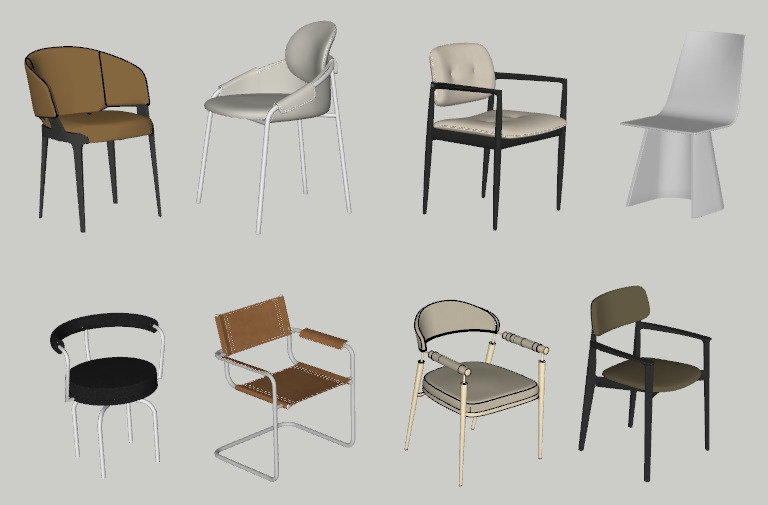 Contemporary Chair Collection 3D model_1