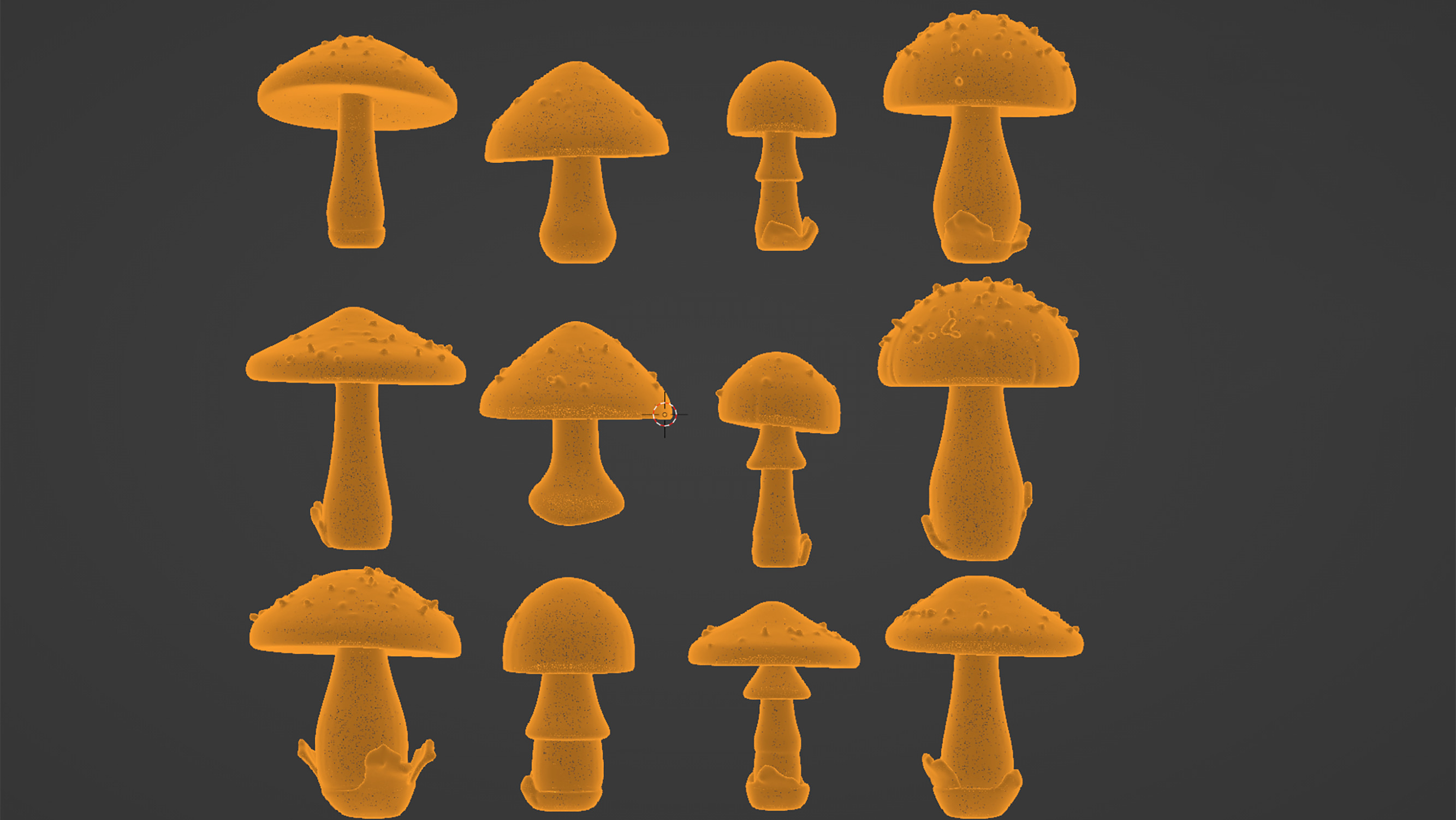 Magic Mushroom Psilocybe Pack of 12 - Game and Render Ready 3D model_4