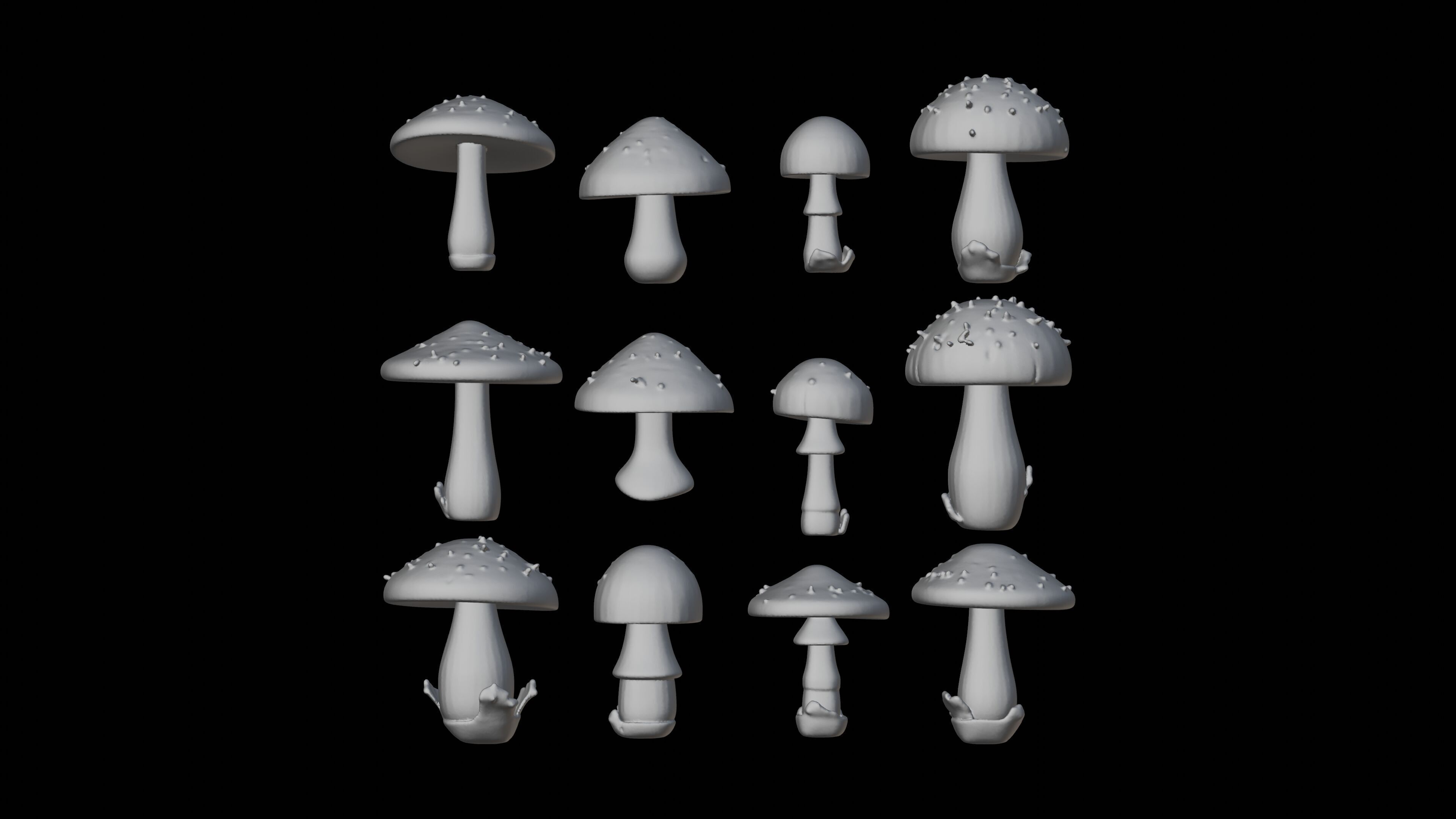 Magic Mushroom Psilocybe Pack of 12 - Game and Render Ready 3D model_3