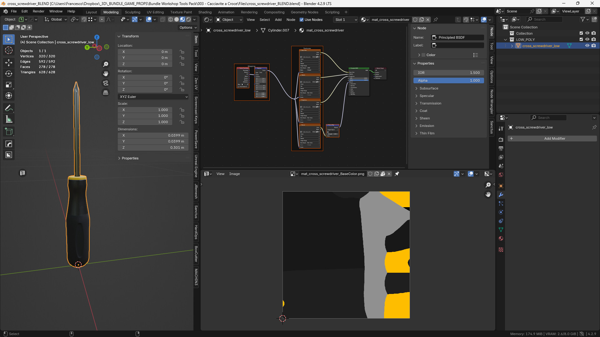 Cross Screwdriver 3D Model Game Ready Optimized Low-poly 3D model_2