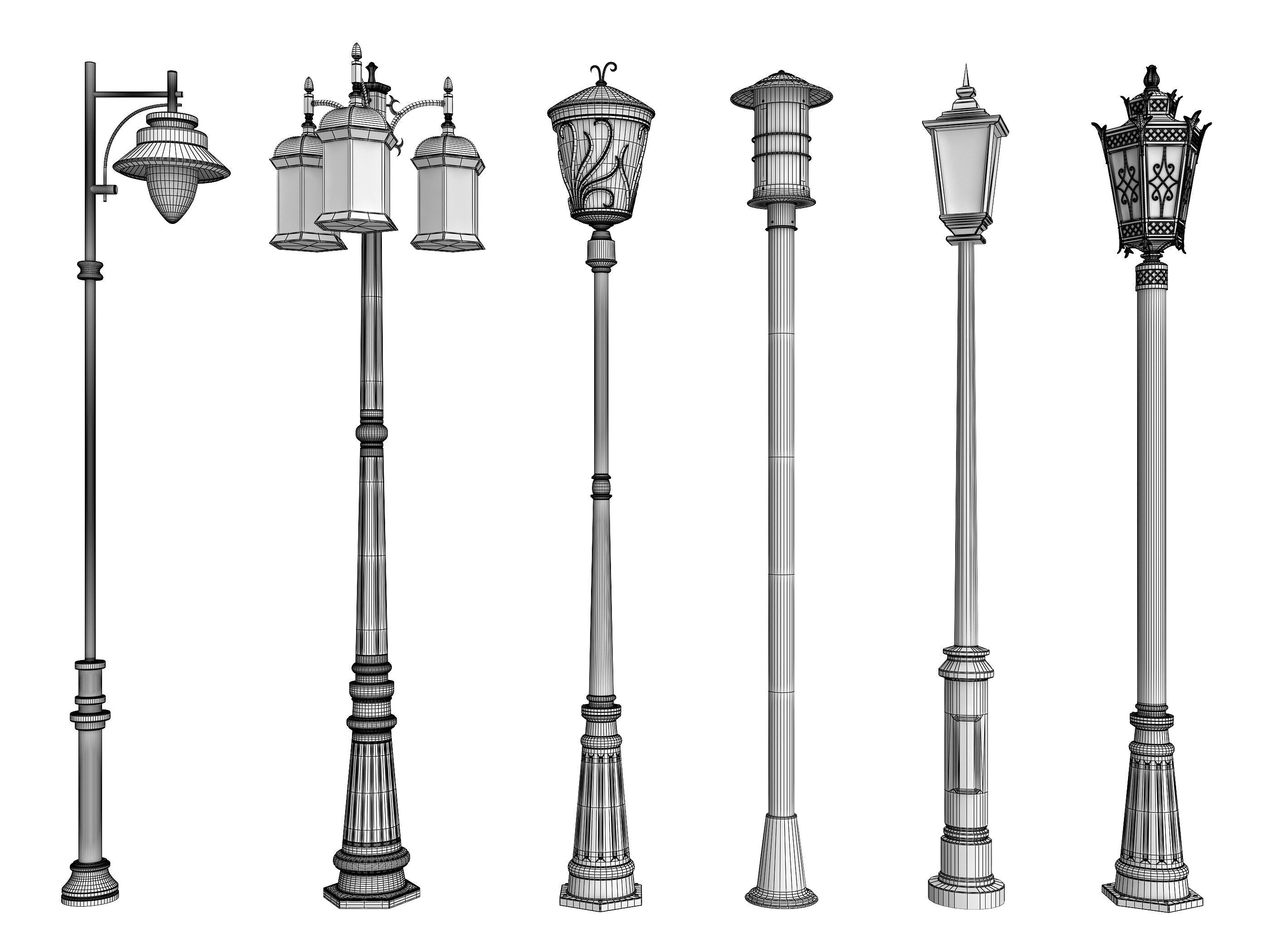 Street Lamp Low-poly 3D model_12