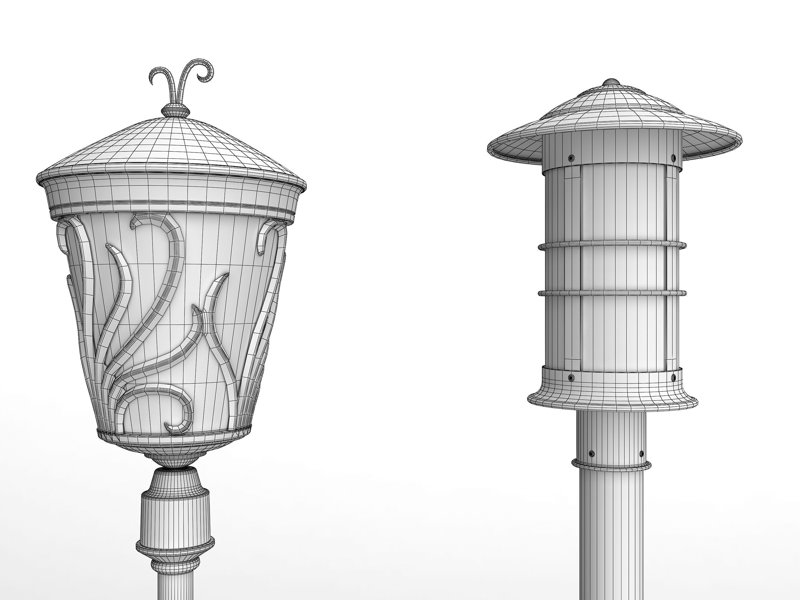 Street Lamp Low-poly 3D model_15
