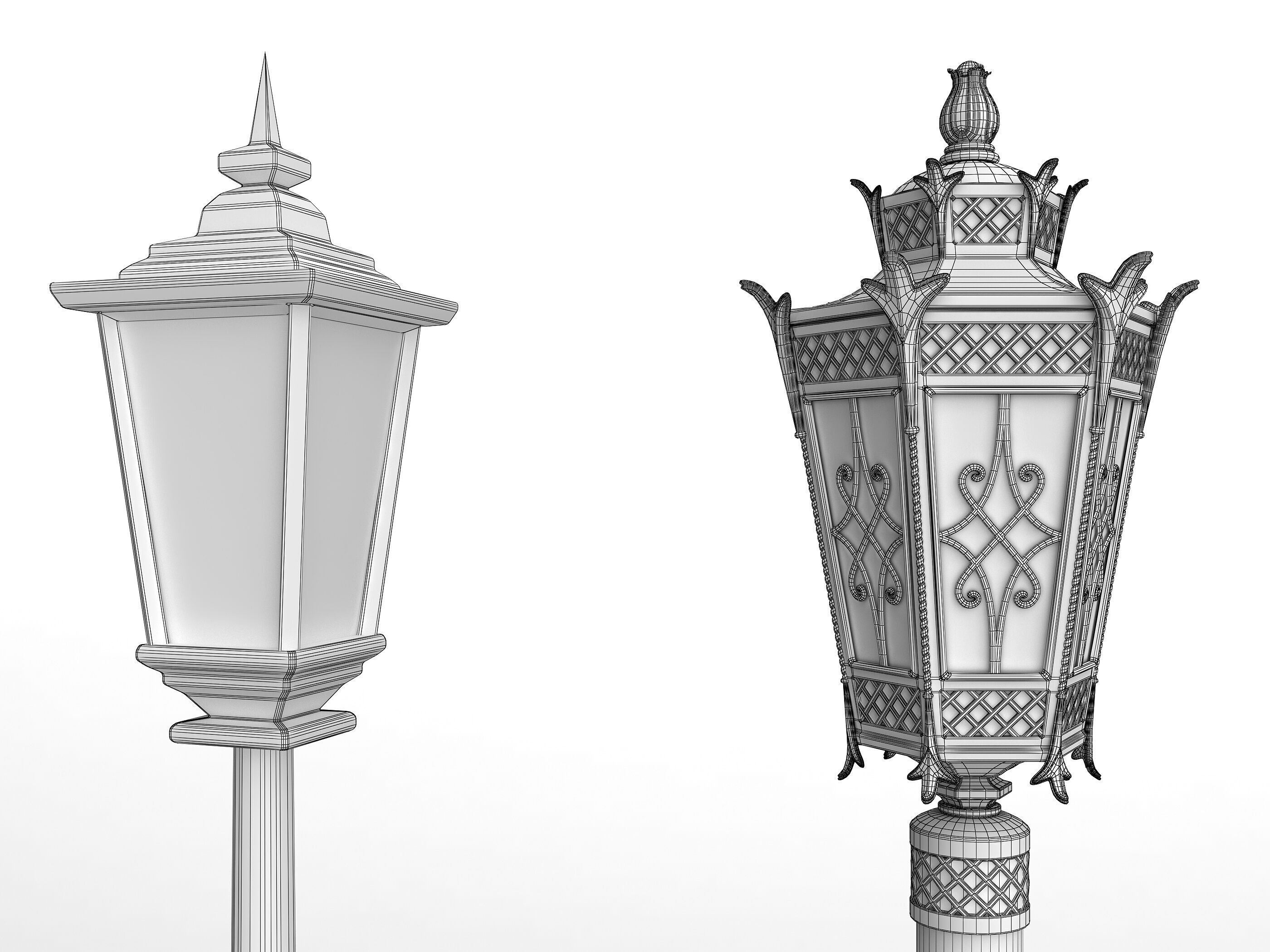 Street Lamp Low-poly 3D model_14