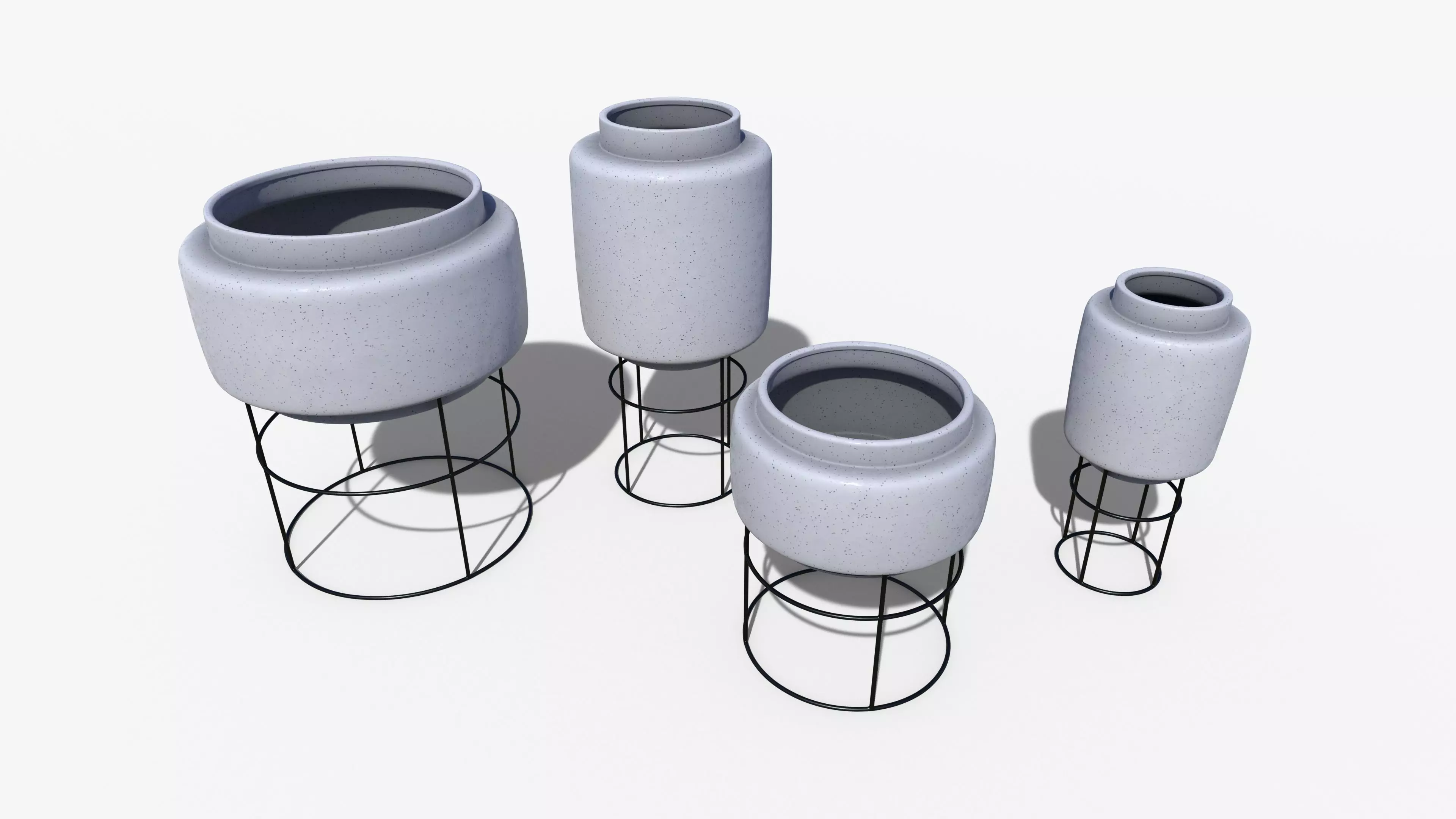 Pots Stand Ceramic Set Low-poly 3D model_0