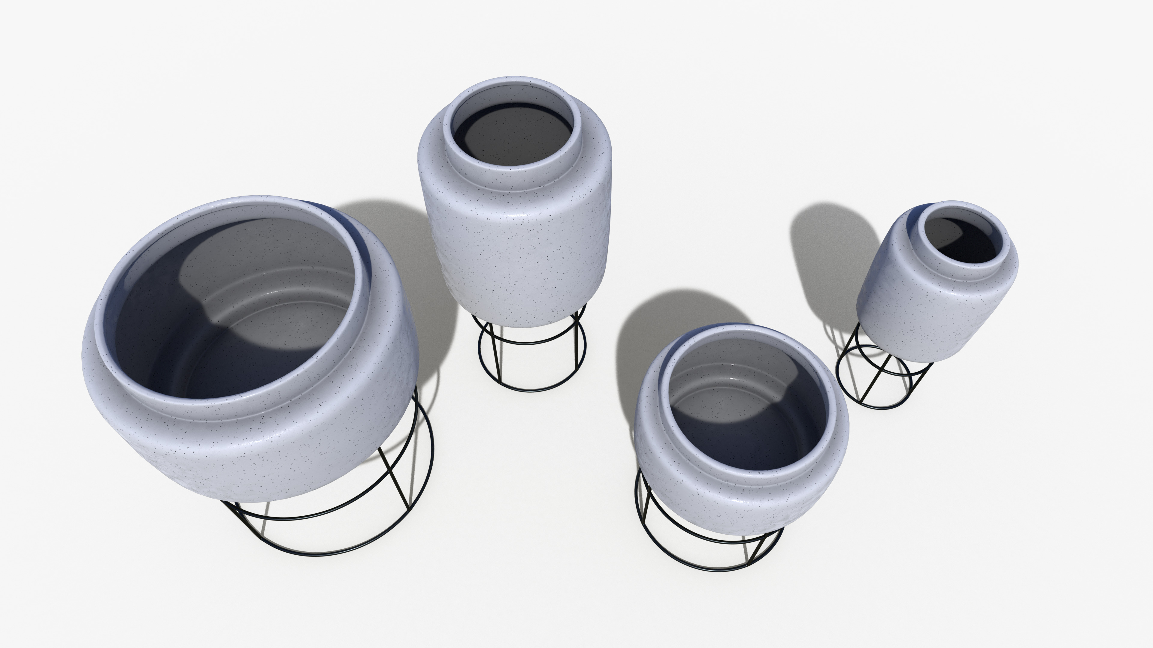 Pots Stand Ceramic Set Low-poly 3D model_5