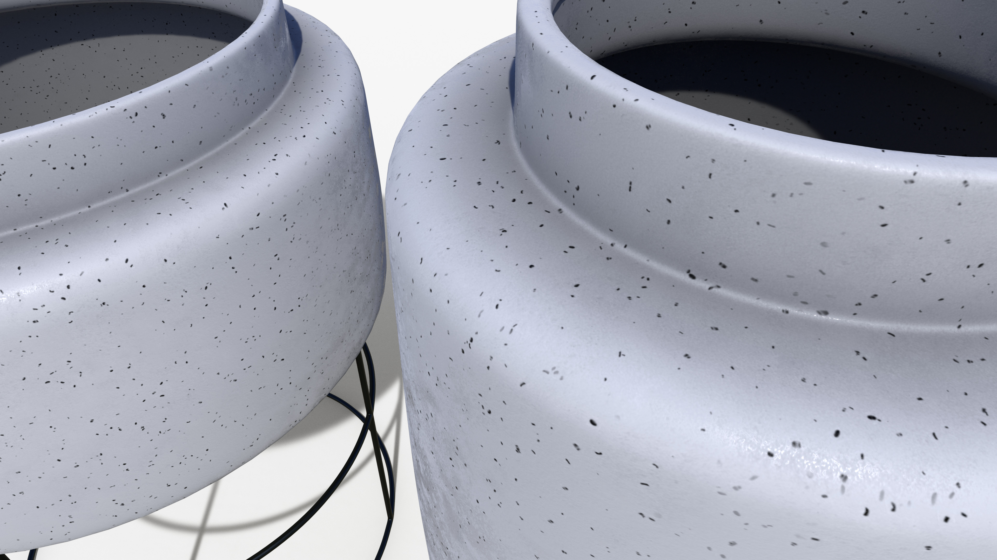 Pots Stand Ceramic Set Low-poly 3D model_4