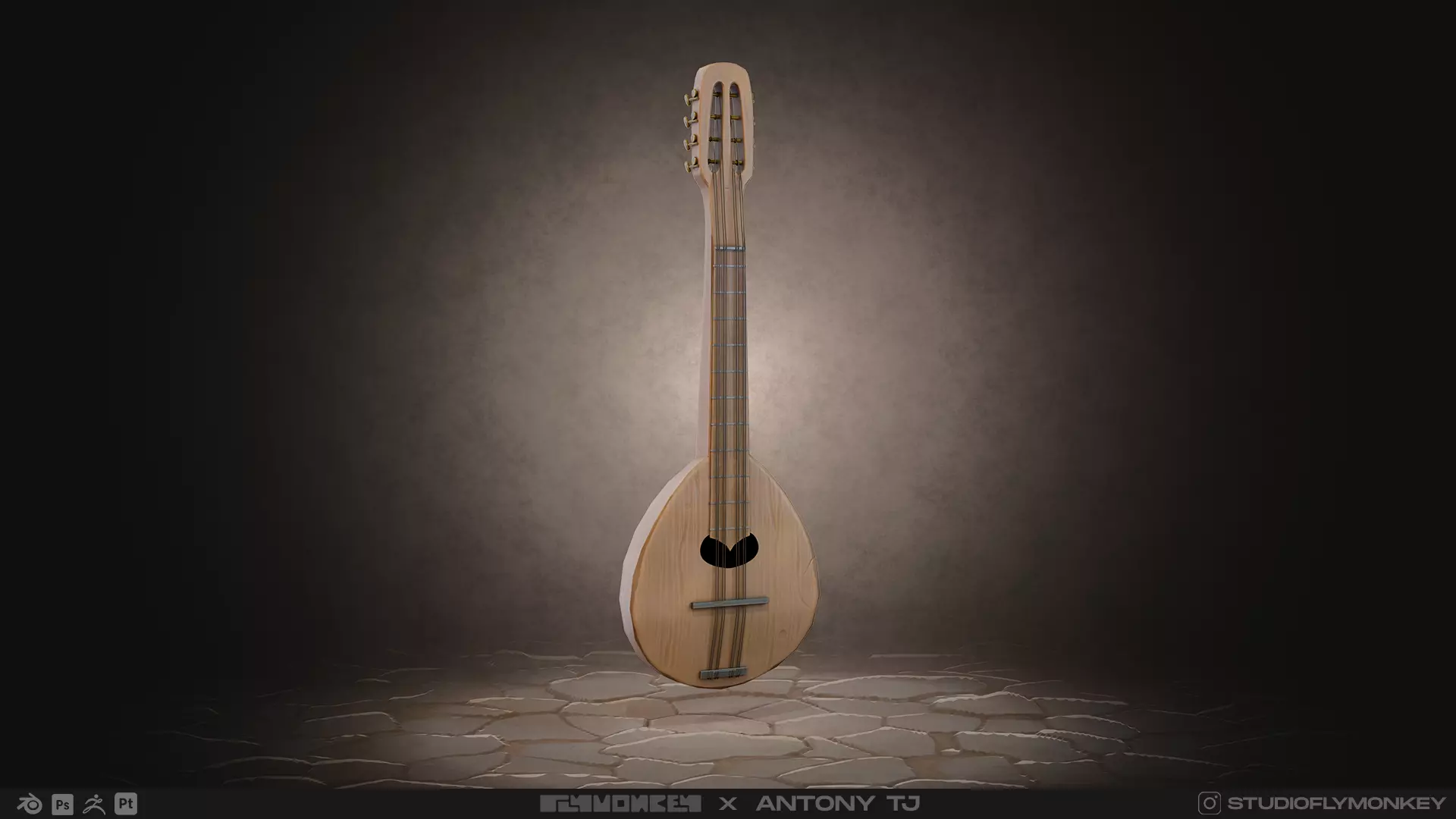 Mandolin Guitar - 3D Model Low-poly 3D model_0