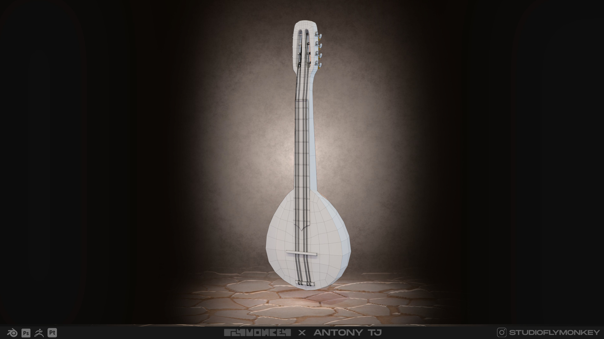 Mandolin Guitar - 3D Model Low-poly 3D model_2