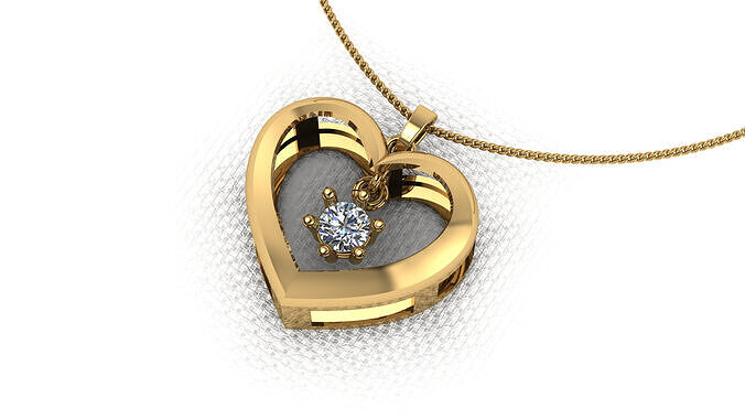 A pendant made in the shape of a heart 3D print model