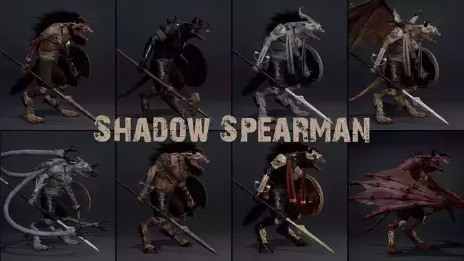Shadow Spearman Low-poly 3D model