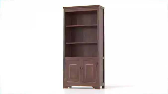Vintage Wooden Bookshelf Cabinet Low-poly 3D model