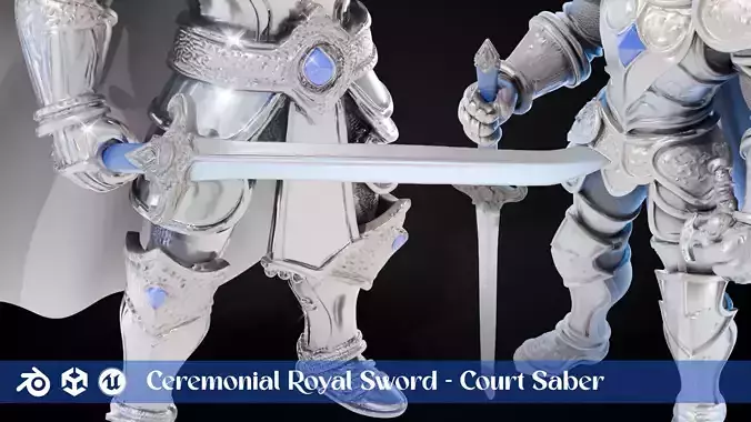Stylized Sword - Ceremonial Royal Court Saber - Game Ready