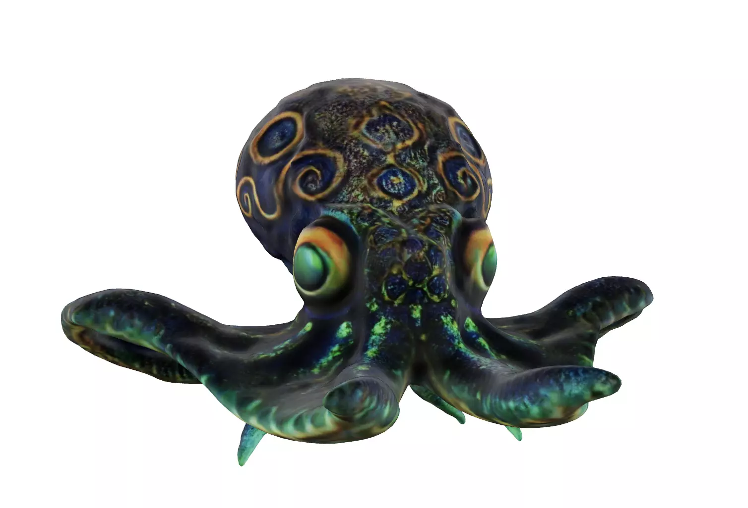 Bioluminescent octopus-squid Free low-poly 3D model