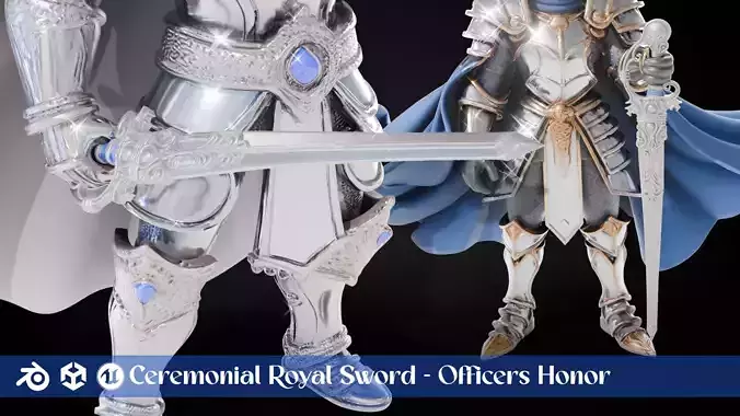 Stylized Sword - Ceremonial Royal Officers Honor - Game Ready