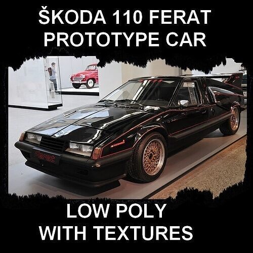 SKODA 110 FERAT - prototype sport car Low-poly 3D model