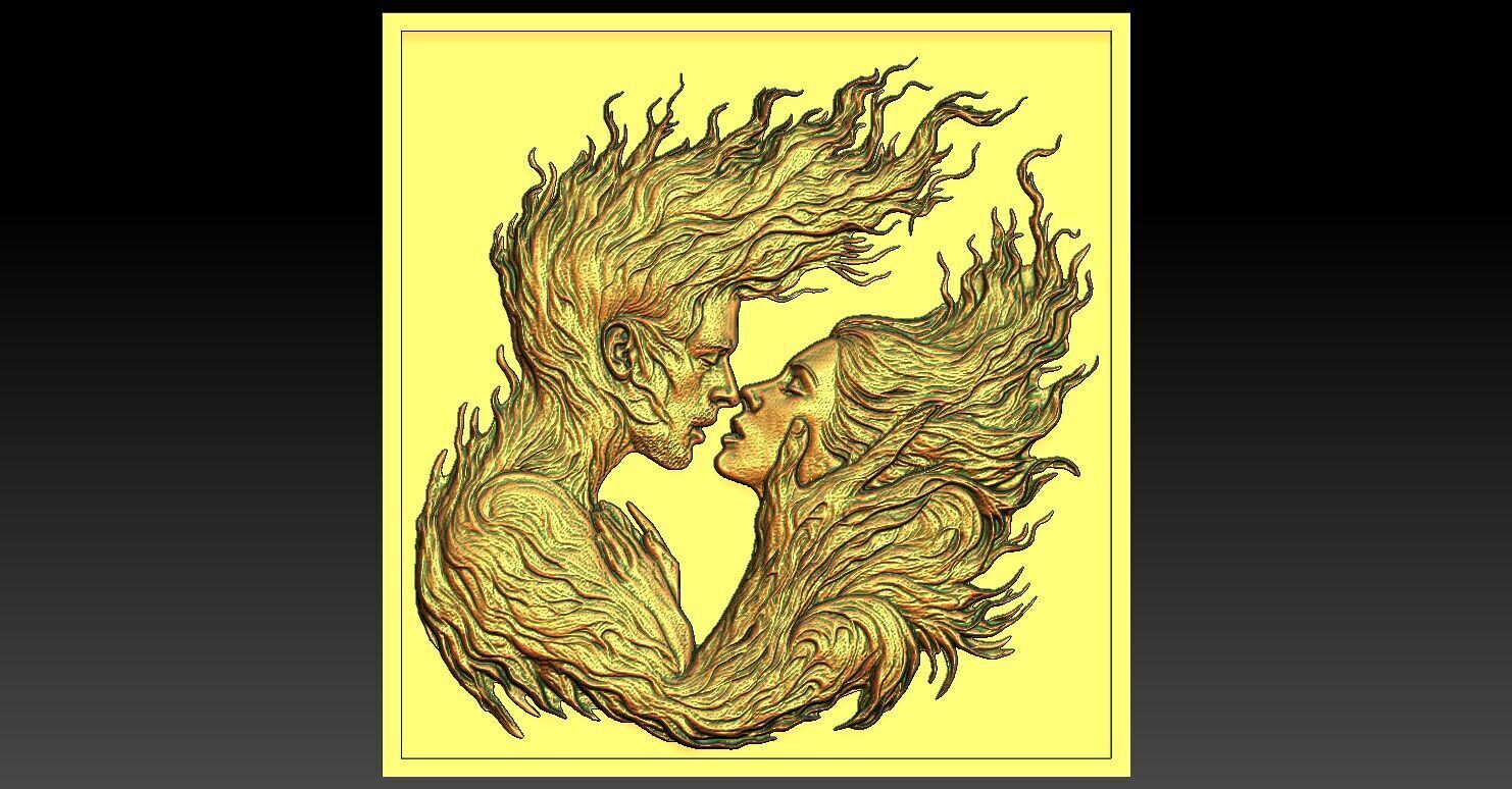 1 fire of love CNC Relief Model 3D print model_3