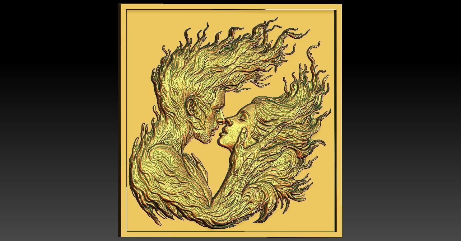 1 fire of love CNC Relief Model 3D print model_2